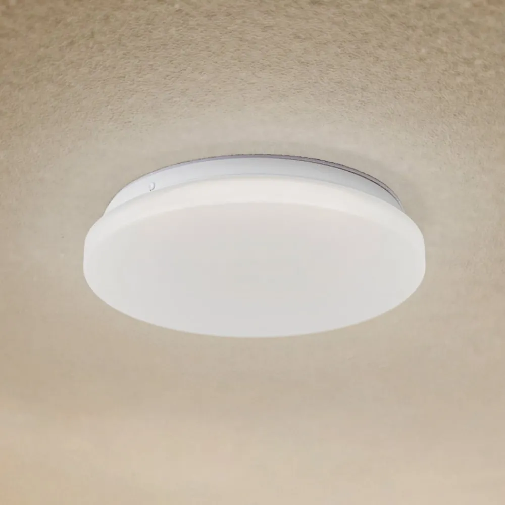 Terrassebelysning|Udendørs Loftlamper ^ Lindby LED udendørs loftslampe Kirkola, 3000 K, Ø 26 cm, hvid