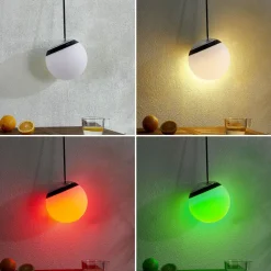 Lindby Udendørs Pendellamper > LED udendørs pendel Eleia, RGBW, 20 cm, genopladeligt batteri