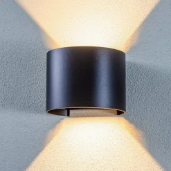 Lindby Terrassebelysning|Væglamper > LED udendørs væglampe Nivar, rund, sort, IP54