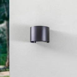 Lindby Terrassebelysning|Væglamper > LED udendørs væglampe Nivar, rund, sort, IP54