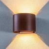 Lindby Terrassebelysning|Væglamper > LED udendørs væglampe Nivar, rund, rust, metal, IP54