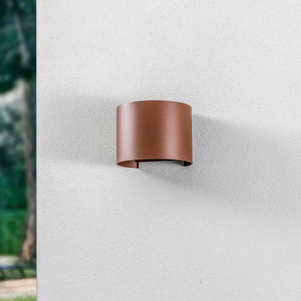 Lindby Terrassebelysning|Væglamper > LED udendørs væglampe Nivar, rund, rust, metal, IP54