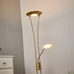 Lindby Pendellamper|Gulvlamper > LED-uplight Eda, højde 180 cm, messing, dæmpbar