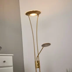 Lindby Pendellamper|Gulvlamper > LED-uplight Eda, højde 180 cm, messing, dæmpbar