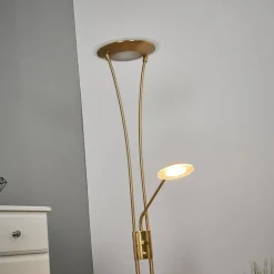 Lindby Pendellamper|Gulvlamper > LED-uplight Eda, højde 180 cm, messing, dæmpbar