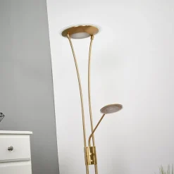 Lindby Pendellamper|Gulvlamper > LED-uplight Eda, højde 180 cm, messing, dæmpbar
