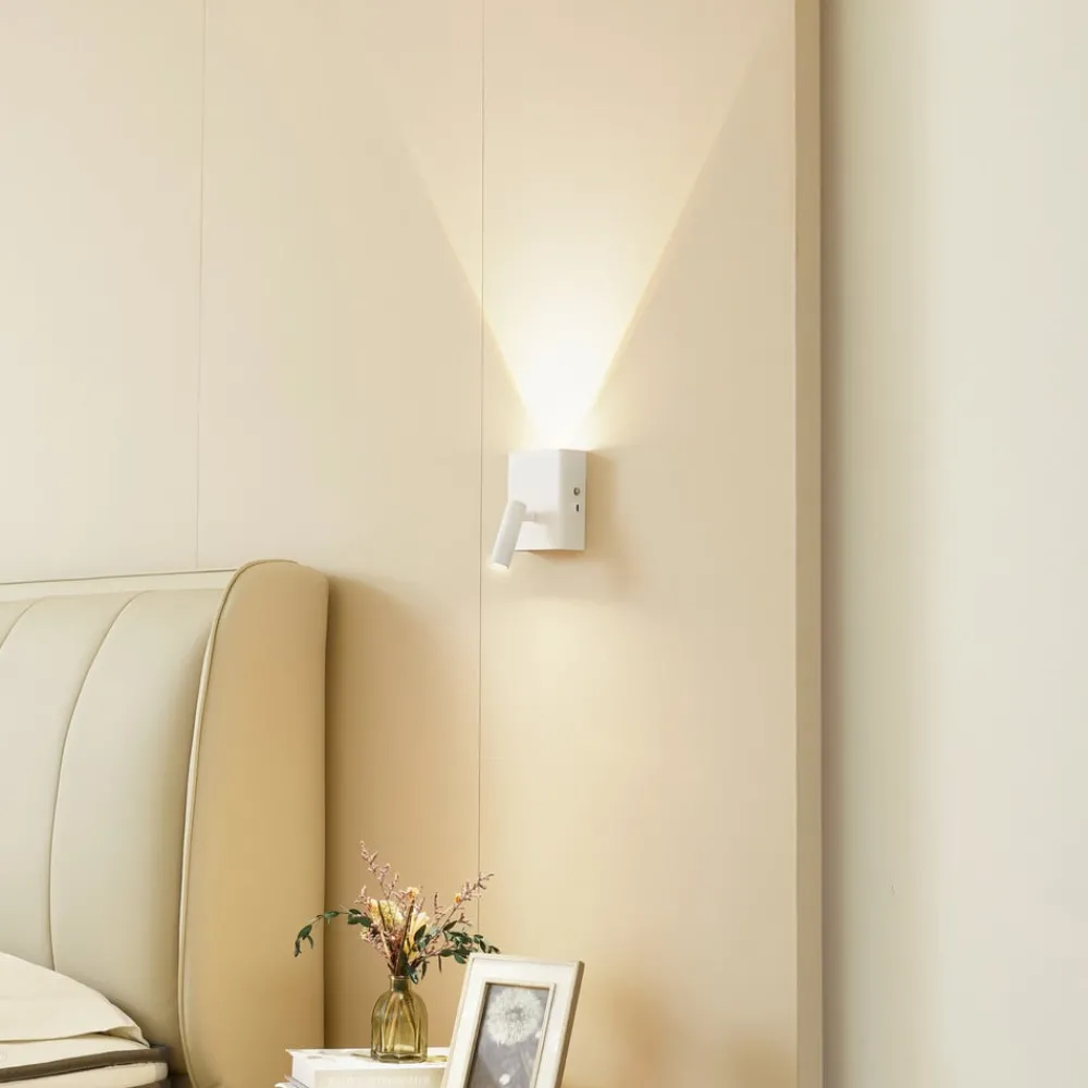 Væglamper|Væglamper ^ Lindby LED-væglampe Agit, hvid, metal, touchdæmper