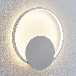 Lindby Gang|Væglamper > LED-væglampe Anays, Ø 32 cm, krom/klar, plast