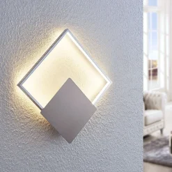 Lindby Gang|Pendellamper > LED-væglampe Anays, 32 cm x 32 cm, krom/klar