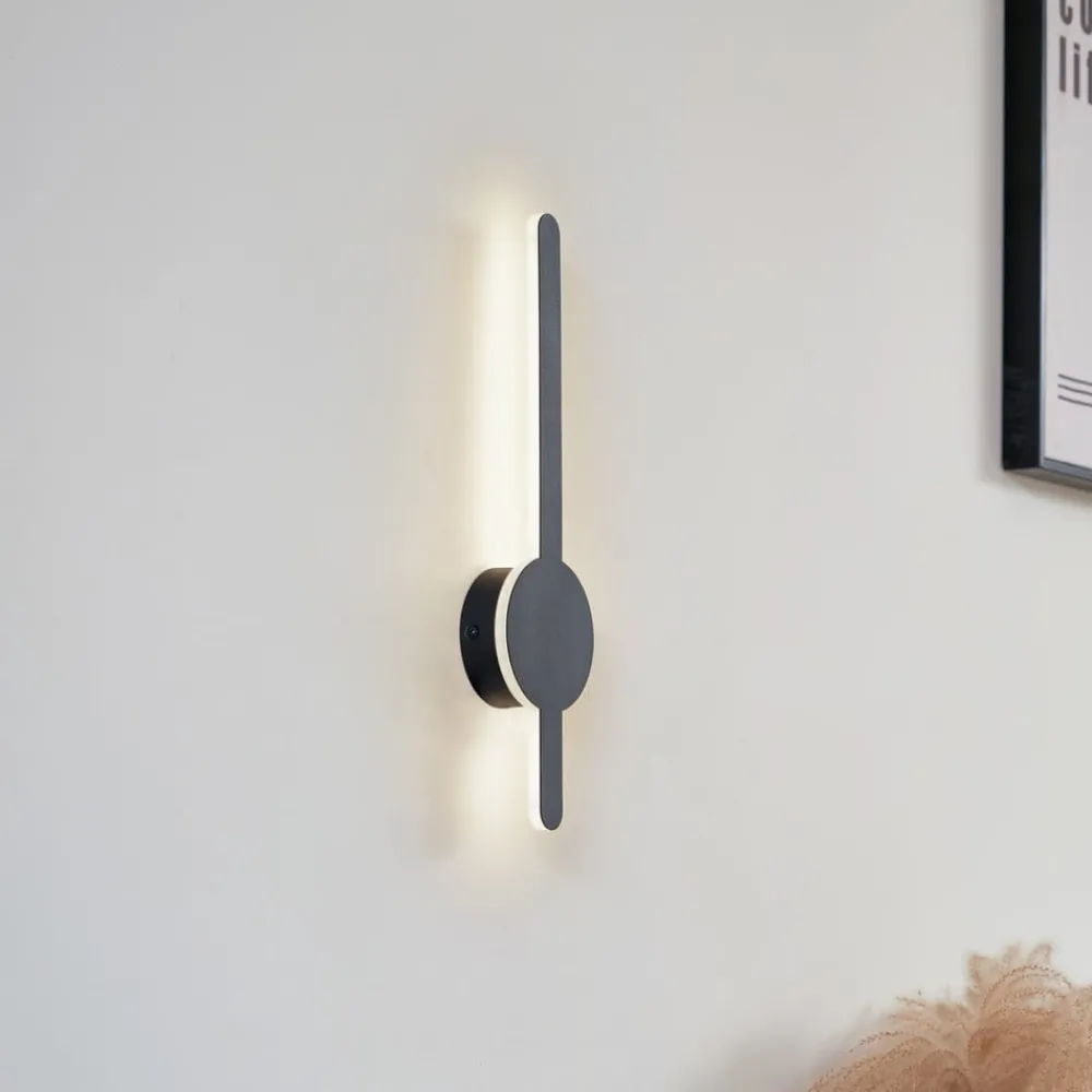 Lindby Gang|Væglamper > LED-væglampe Borian, sort, aluminium, 40 cm