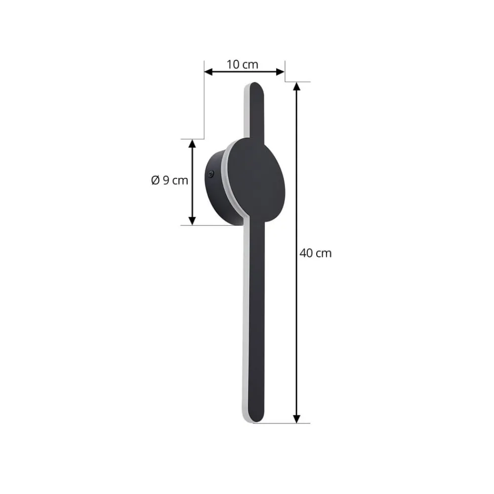 Lindby Gang|Væglamper > LED-væglampe Borian, sort, aluminium, 40 cm