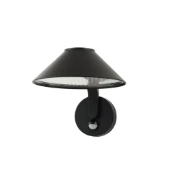 Lindby Væglampe Med Sensor|Terrassebelysning > LED-væglampe Capelo, sort, metal, sensor, Ø20cm