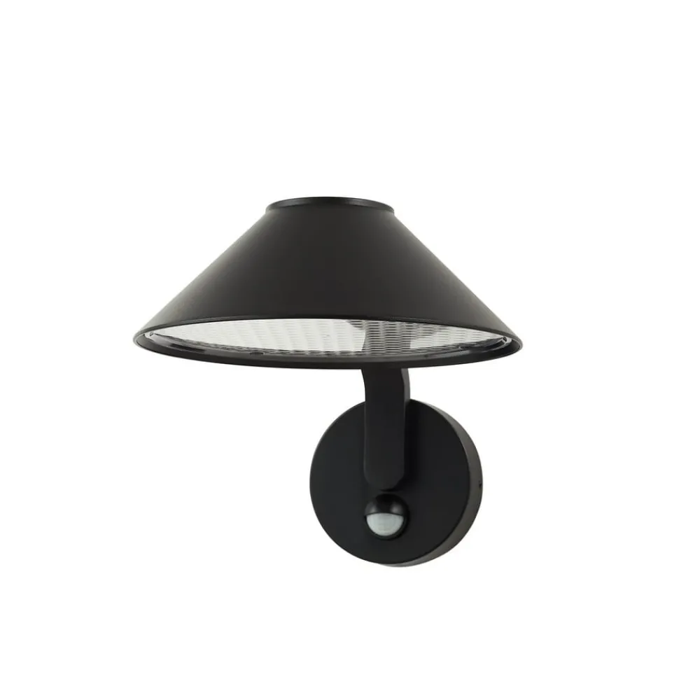 Lindby Væglampe Med Sensor|Terrassebelysning > LED-væglampe Capelo, sort, metal, sensor, Ø20cm