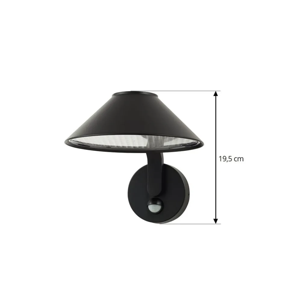 Lindby Væglampe Med Sensor|Terrassebelysning > LED-væglampe Capelo, sort, metal, sensor, Ø20cm