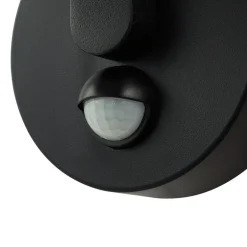 Lindby Væglampe Med Sensor|Terrassebelysning > LED-væglampe Capelo, sort, metal, sensor, Ø20cm