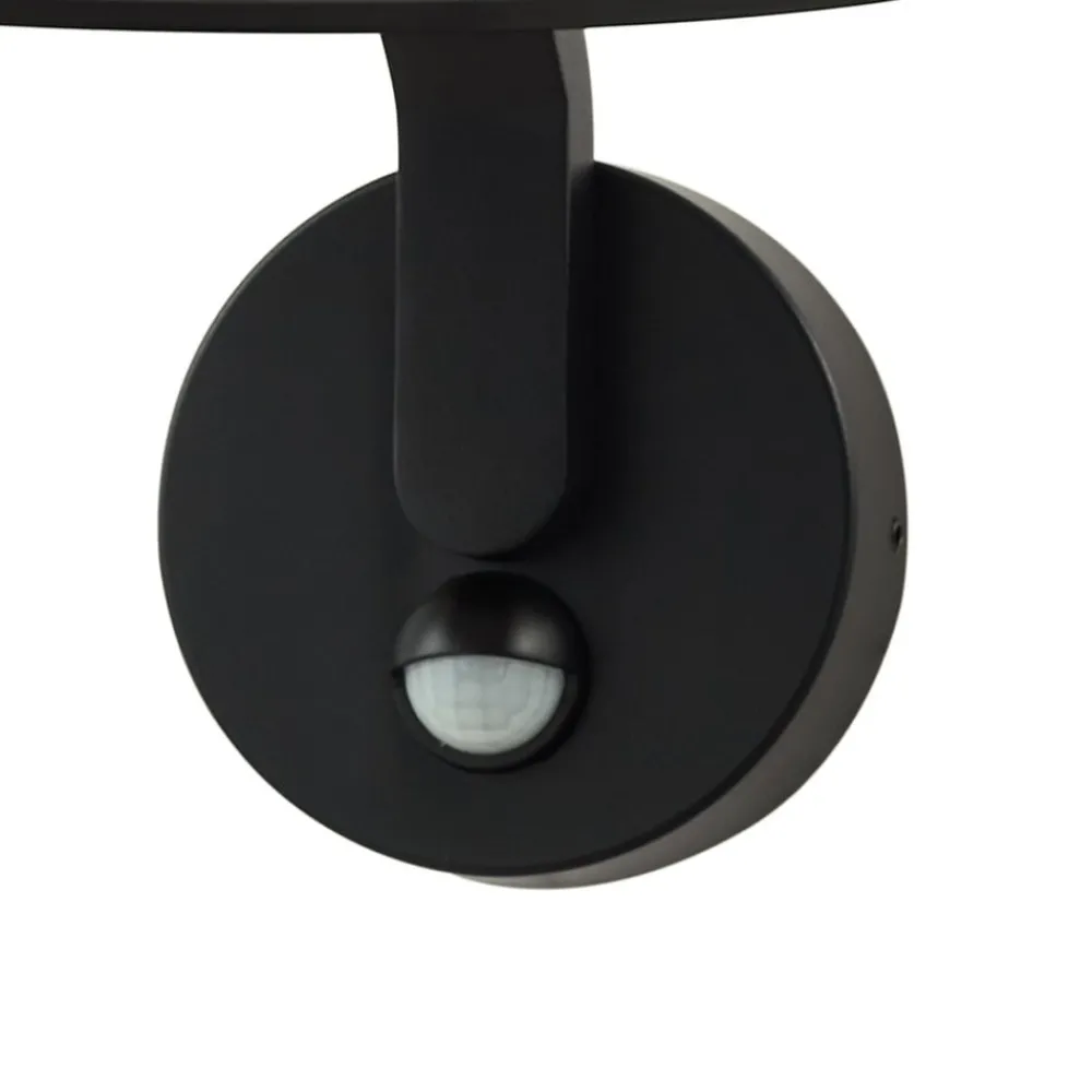 Lindby Væglampe Med Sensor|Terrassebelysning > LED-væglampe Capelo, sort, metal, sensor, Ø20cm