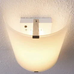 Lindby Gang|Pendellamper > LED-væglampe Helmi, højde 21 cm, glas, halvcirkelformet