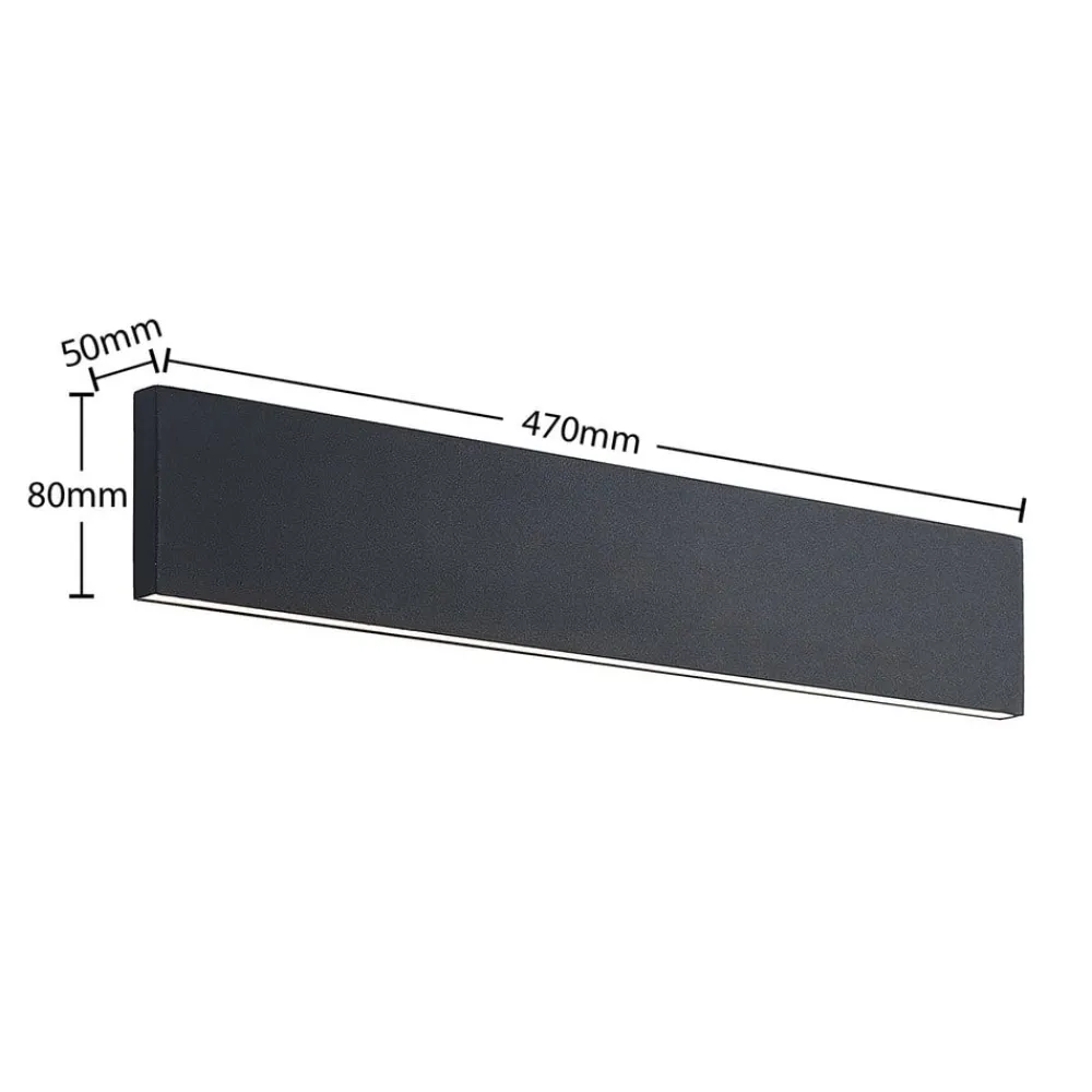 Lindby Pendellamper|Gang > LED-væglampe Ignazia, 47 cm, sort, metal, op/ned