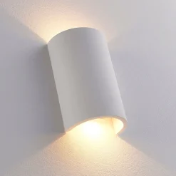 Væglamper|Væglamper ^ Lindby LED-væglampe Jenke, højde 16 cm, hvid, gips
