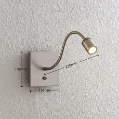 Lindby Væglamper|Væglamper > LED-væglampe Legera, 11 cm, nikkelfarvet, fleksibel arm