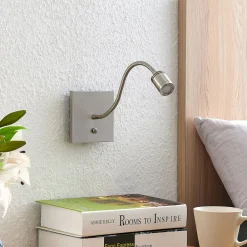 Lindby Væglamper|Væglamper > LED-væglampe Legera, 11 cm, nikkelfarvet, fleksibel arm