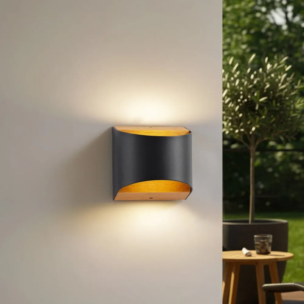 Lindby Terrassebelysning|Væglamper > LED-væglampe Lenore, sort, metal, 13 cm, IP44