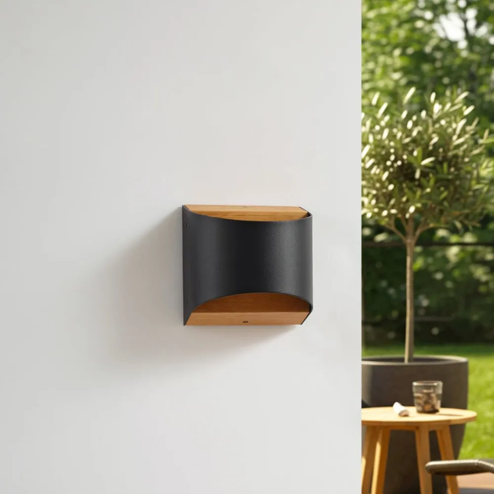 Lindby Terrassebelysning|Væglamper > LED-væglampe Lenore, sort, metal, 13 cm, IP44