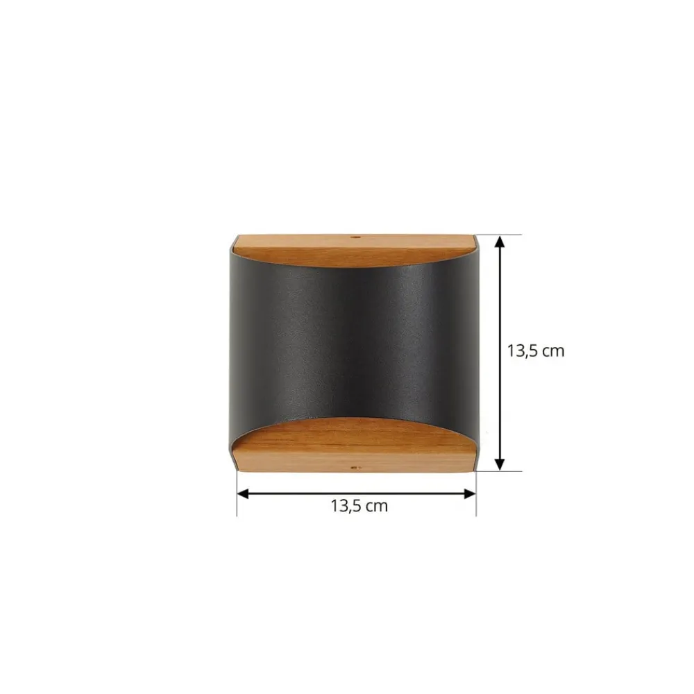 Lindby Terrassebelysning|Væglamper > LED-væglampe Lenore, sort, metal, 13 cm, IP44