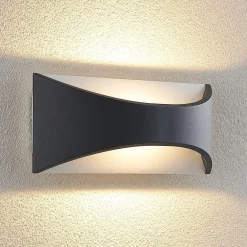 Lindby Terrassebelysning|Væglamper > LED-væglampe Mathea, 30 cm, antracit, aluminium, IP65