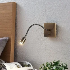 Lindby Væglamper|Væglamper > LED-væglampe Mayar, messing, metal, læselampe, 11cm