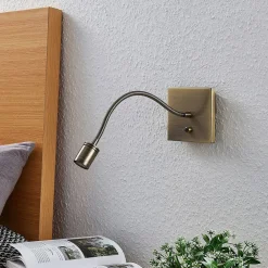 Lindby Væglamper|Væglamper > LED-væglampe Mayar, messing, metal, læselampe, 11cm