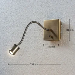 Lindby Væglamper|Væglamper > LED-væglampe Mayar, messing, metal, læselampe, 11cm