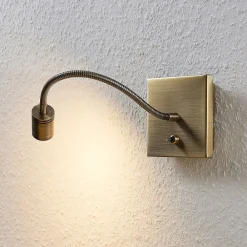 Lindby Væglamper|Væglamper > LED-væglampe Mayar, messing, metal, læselampe, 11cm