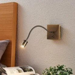 Lindby Væglamper|Væglamper > LED-væglampe Mayar, 2, messing, læselampe, 11 cm