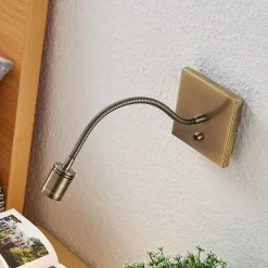 Lindby Væglamper|Væglamper > LED-væglampe Mayar, 2, messing, læselampe, 11 cm