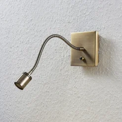 Lindby Væglamper|Væglamper > LED-væglampe Mayar, 2, messing, læselampe, 11 cm