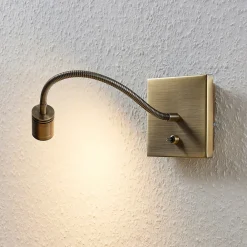 Lindby Væglamper|Væglamper > LED-væglampe Mayar, 2, messing, læselampe, 11 cm