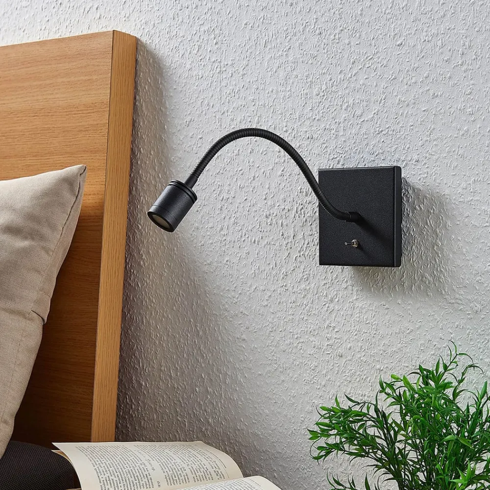 Lindby Væglamper|Væglamper > LED-væglampe Mayar, sort, metal, læselampe, 11cm
