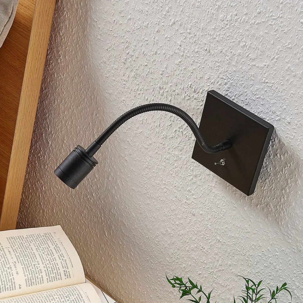 Lindby Væglamper|Væglamper > LED-væglampe Mayar, sort, metal, læselampe, 11cm