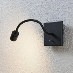 Lindby Væglamper|Væglamper > LED-væglampe Mayar, sort, metal, læselampe, 11cm
