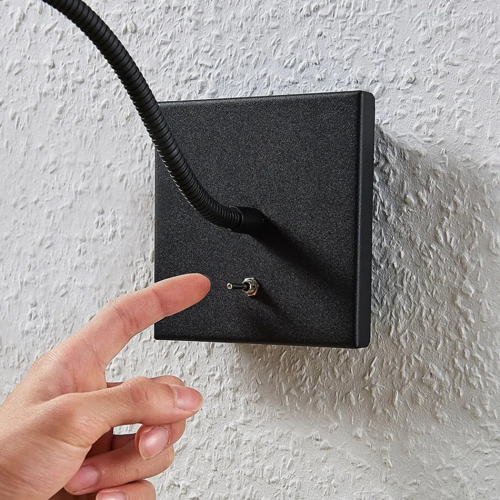 Lindby Væglamper|Væglamper > LED-væglampe Mayar, sort, metal, læselampe, 11cm
