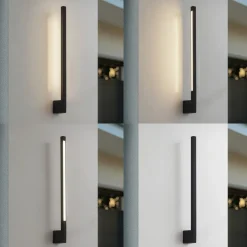 Terrassebelysning|Væglamper ^ Lindby LED-væglampe Neano, 60 cm, sort, metal, IP54