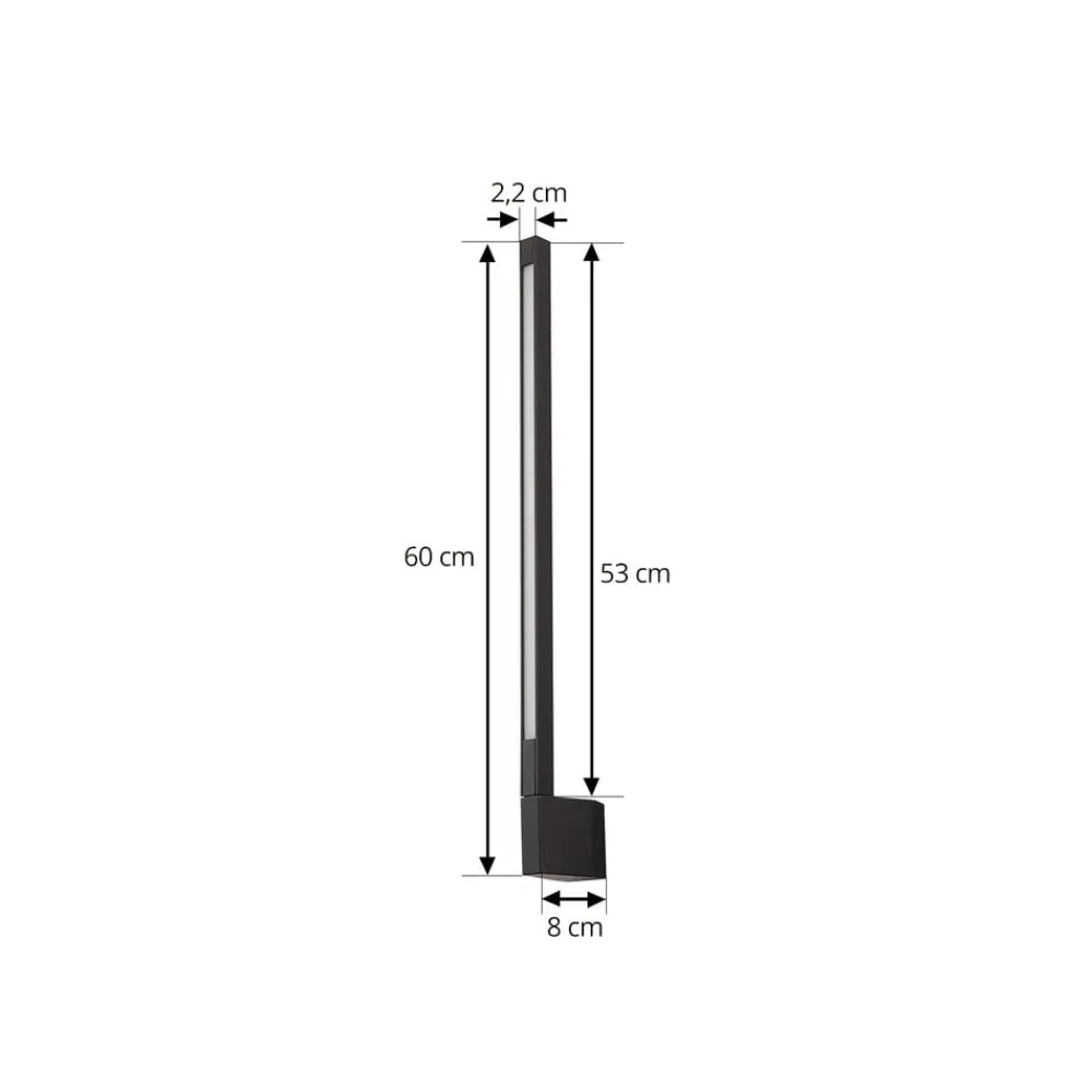 Terrassebelysning|Væglamper ^ Lindby LED-væglampe Neano, 60 cm, sort, metal, IP54