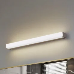 Væg- Og Spejllamper|Væglamper ^ Lindby LED-væglampe Philippa, kantet, 59 cm, aluminiumsfarvet, IP44