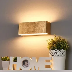 Lindby Gang|Pendellamper > LED-væglampe Quentin, 23 cm bred, guldfarvet, metal