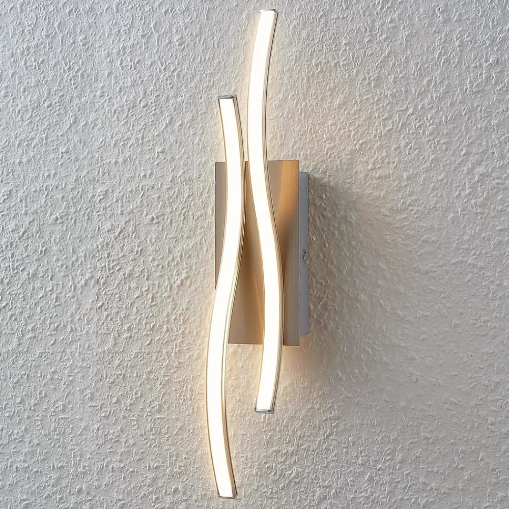 Gang|Væglamper ^ Lindby LED-væglampe Safia, 45 cm, nikkelfarvet, metal
