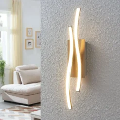 Gang|Væglamper ^ Lindby LED-væglampe Safia, 45 cm, nikkelfarvet, metal