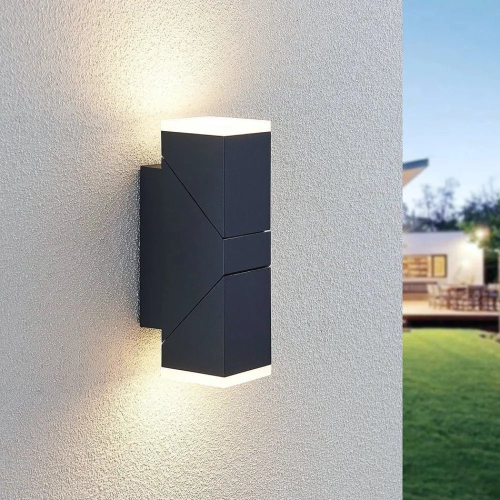 Terrassebelysning|Væglamper ^ Lindby LED-væglampe Sally, 22 cm, antracit, IP54