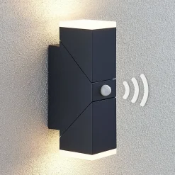 Lindby Væglampe Med Sensor|Væglamper > LED-væglampe Sally, 22 cm, antracit, IP54, sensor