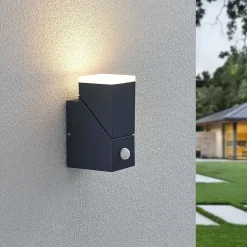 Lindby Væglampe Med Sensor|Terrassebelysning > LED-væglampe Sally, 15 cm, antracit, IP54, sensor